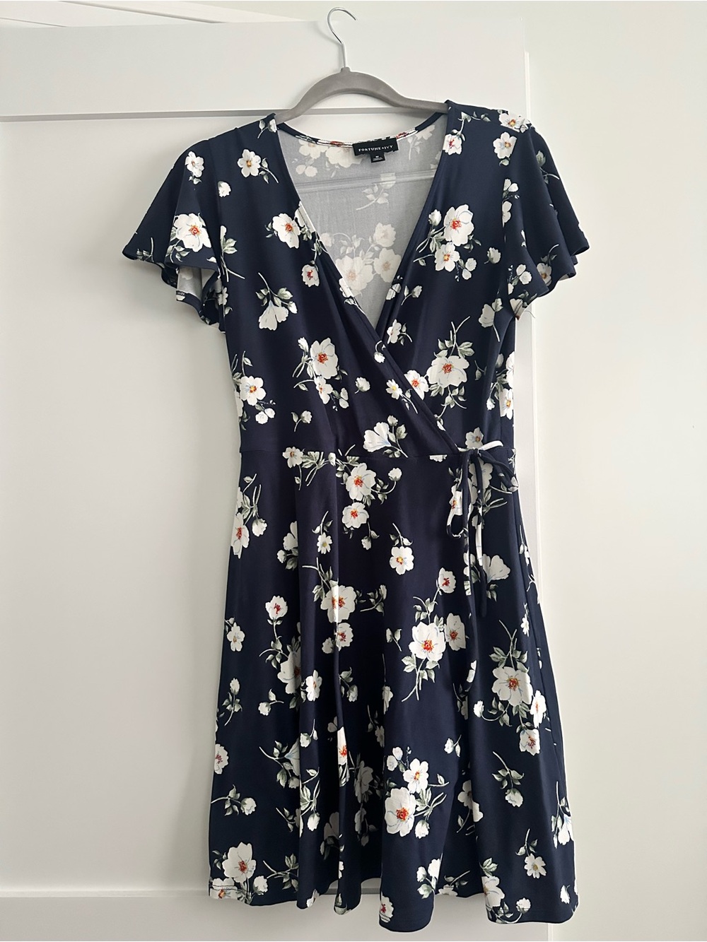 Fortune+Ivy Navy Floral Wrap Mini Dress